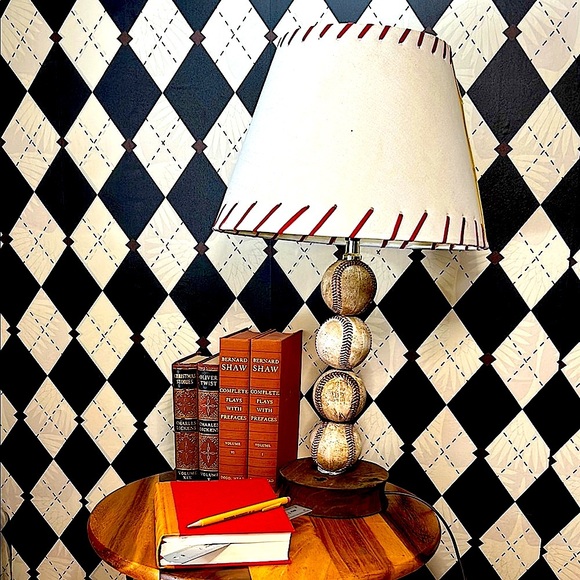 Vintage Baseball Table Lamp with Red Stitch Shade – Americana Sports Decor - Picture 9 of 15